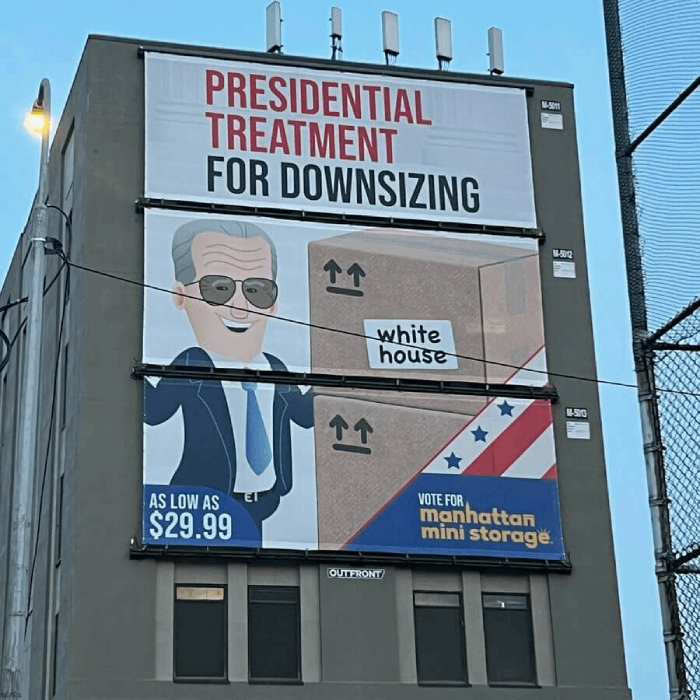 Manhattan Mini Storage Billboards - Joe Biden Presidential Treatment for Downsizing